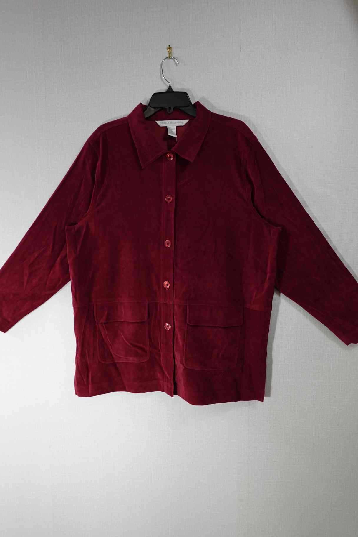 Jessica Holbrook, Long Sleeve Button Down Top, L, Polyester, spandex