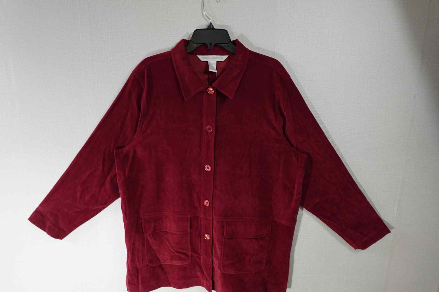 Jessica Holbrook, Long Sleeve Button Down Top, L, Polyester, spandex