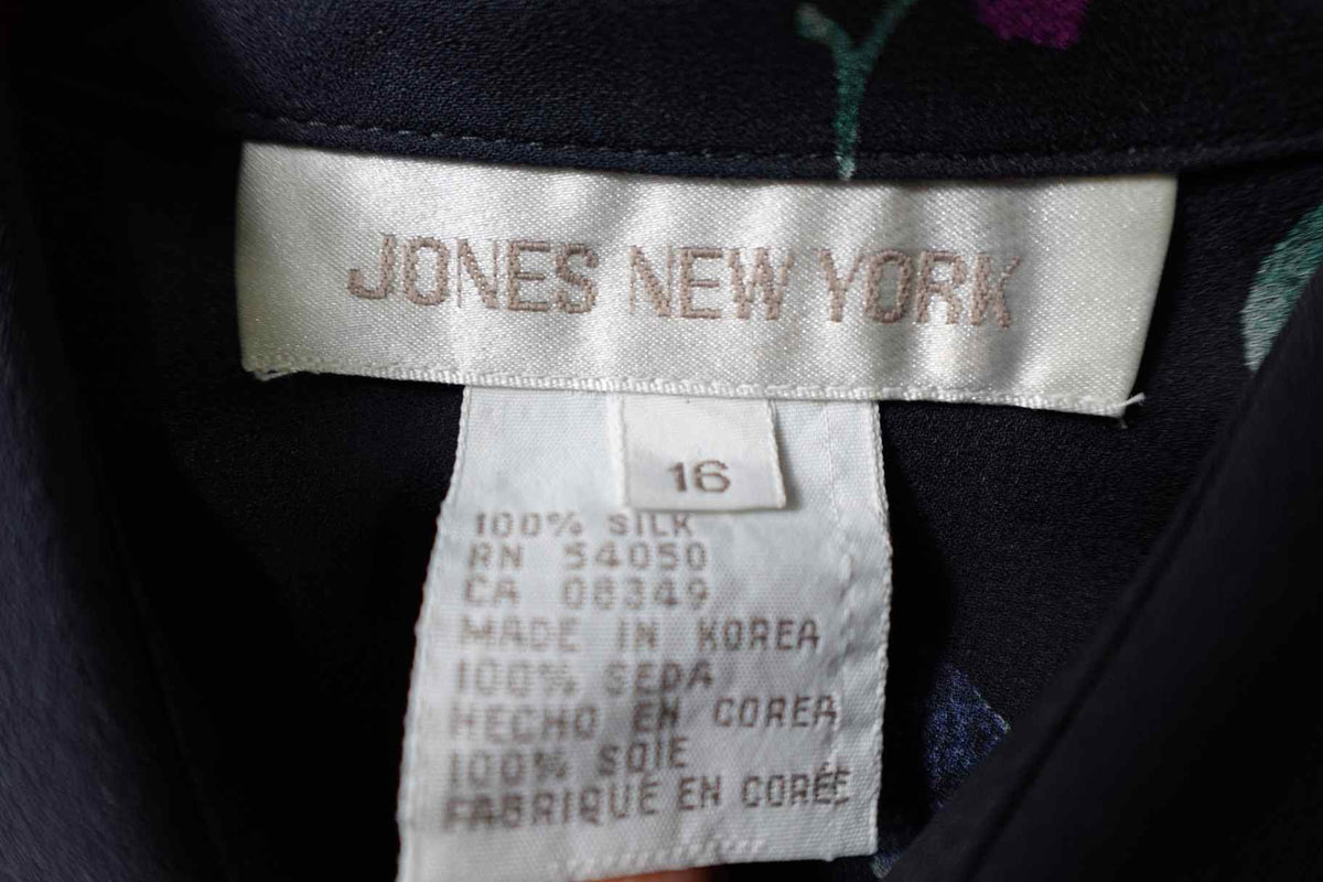 Jones New York, New Vintage Long Sleeves Top, 16, Silk