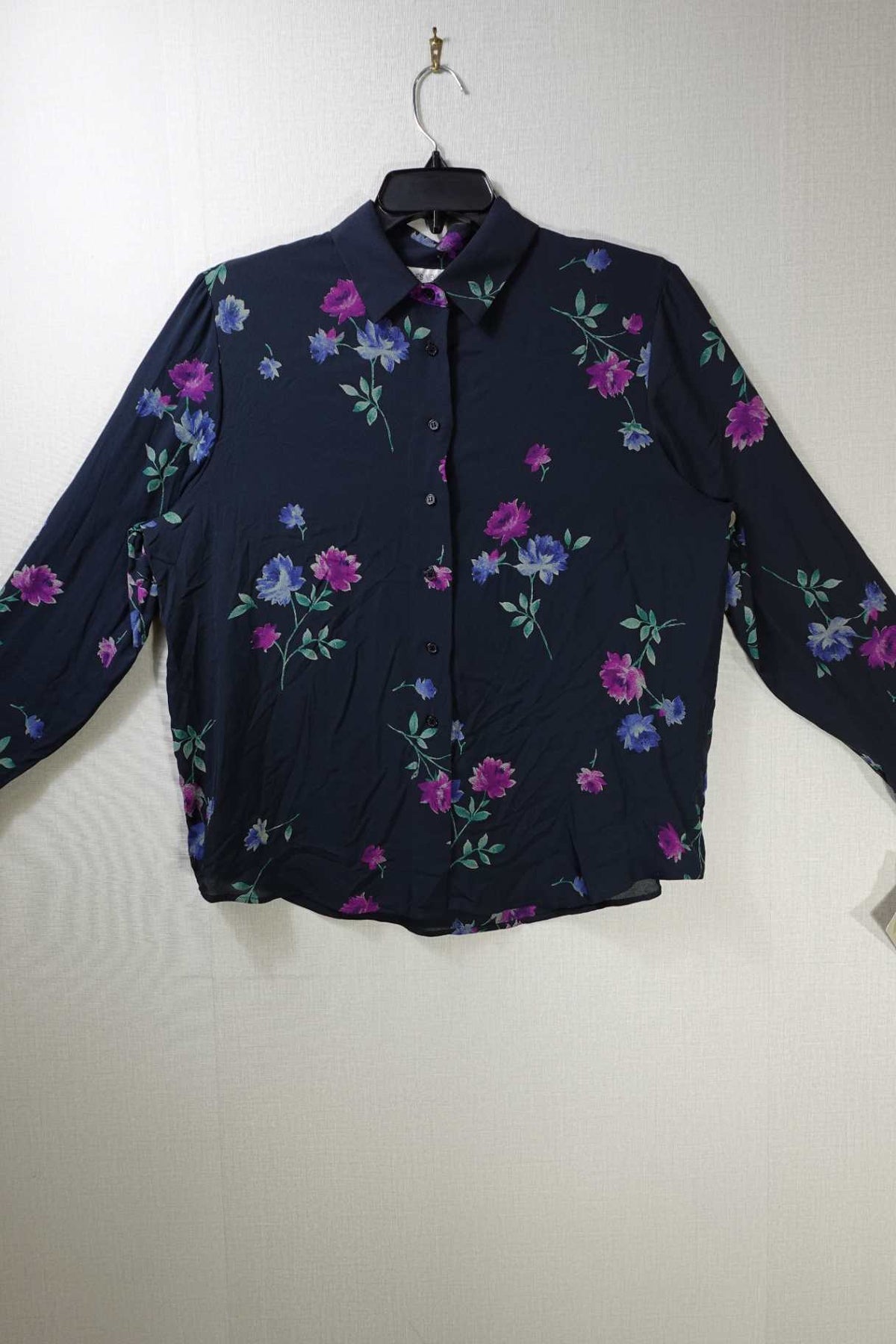 Jones New York, New Vintage Long Sleeves Top, 16, Silk