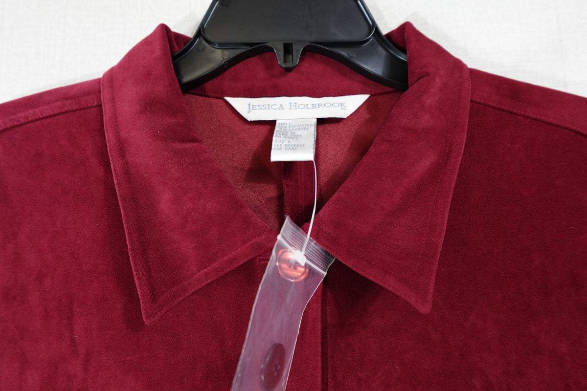 Jessica Holbrook, Long Sleeve Button Down Top, L, Polyester, spandex