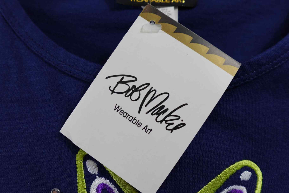Bob Mackie, New Short Sleeved Top, L, cotton