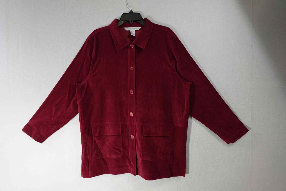Jessica Holbrook, Long Sleeve Button Down Top, L, Polyester, spandex