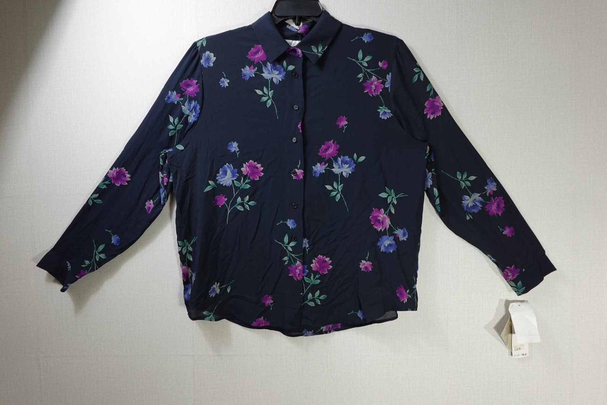 Jones New York, New Vintage Long Sleeves Top, 16, Silk