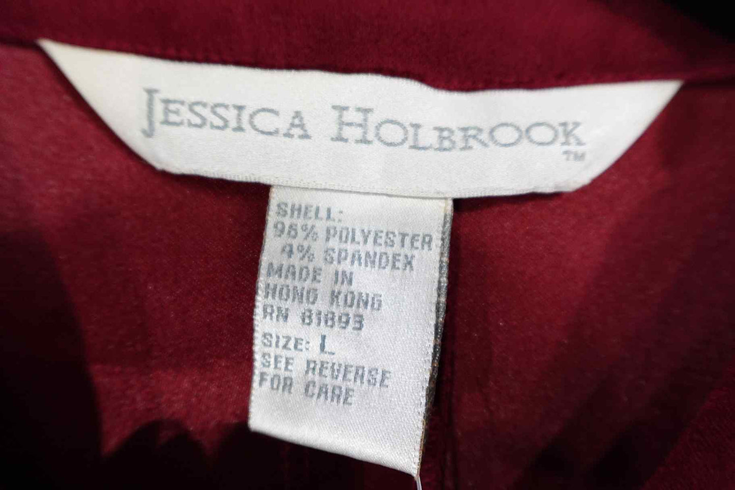 Jessica Holbrook, Long Sleeve Button Down Top, L, Polyester, spandex