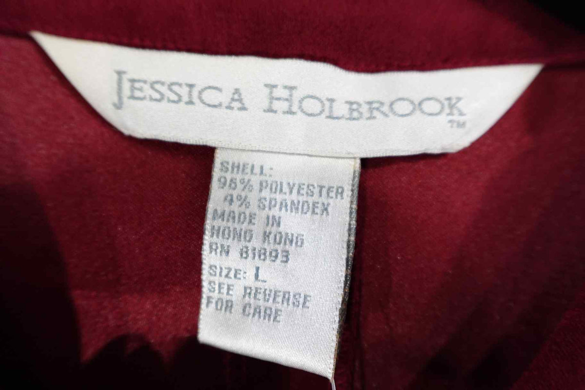 Jessica Holbrook, Long Sleeve Button Down Top, L, Polyester, spandex