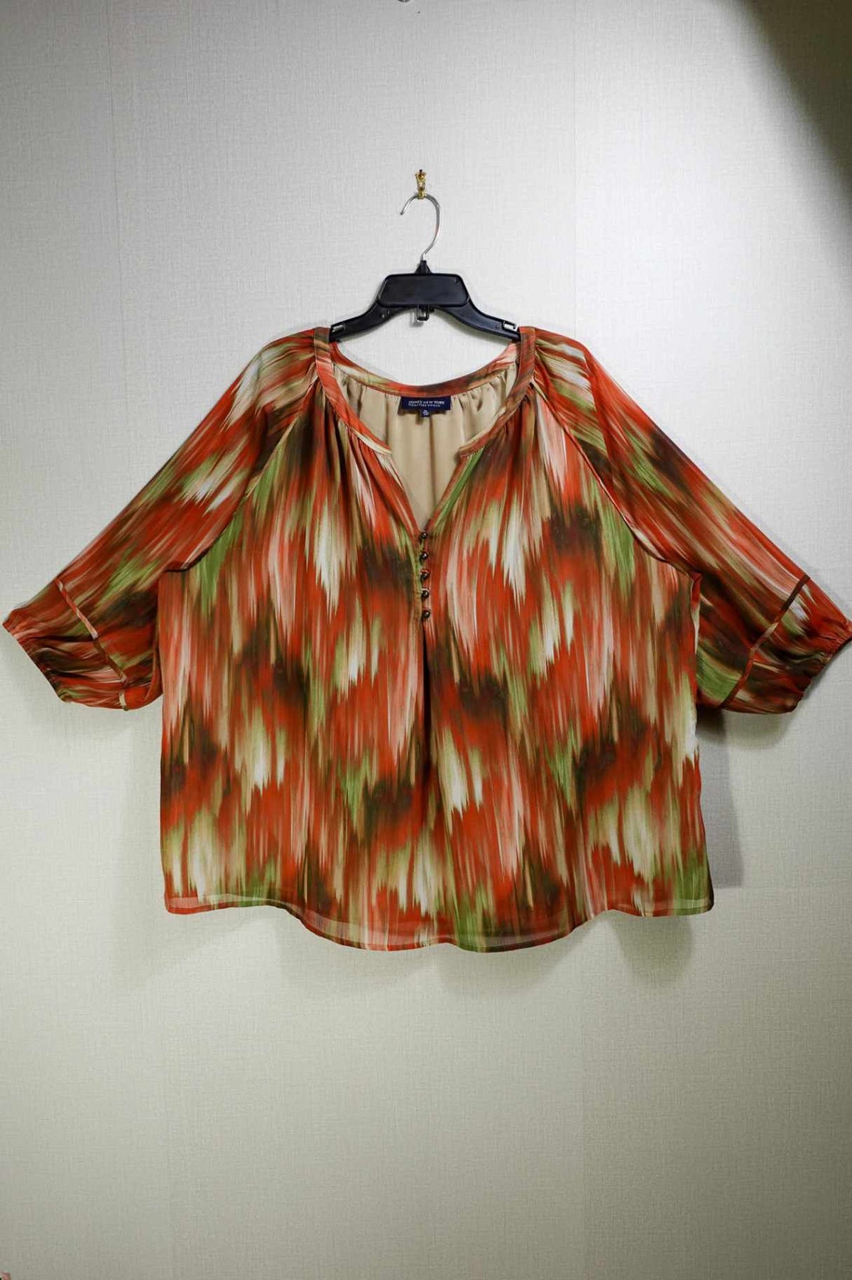 Jones New York , 3/4 SLEEVE TOP, 3X, Polyester