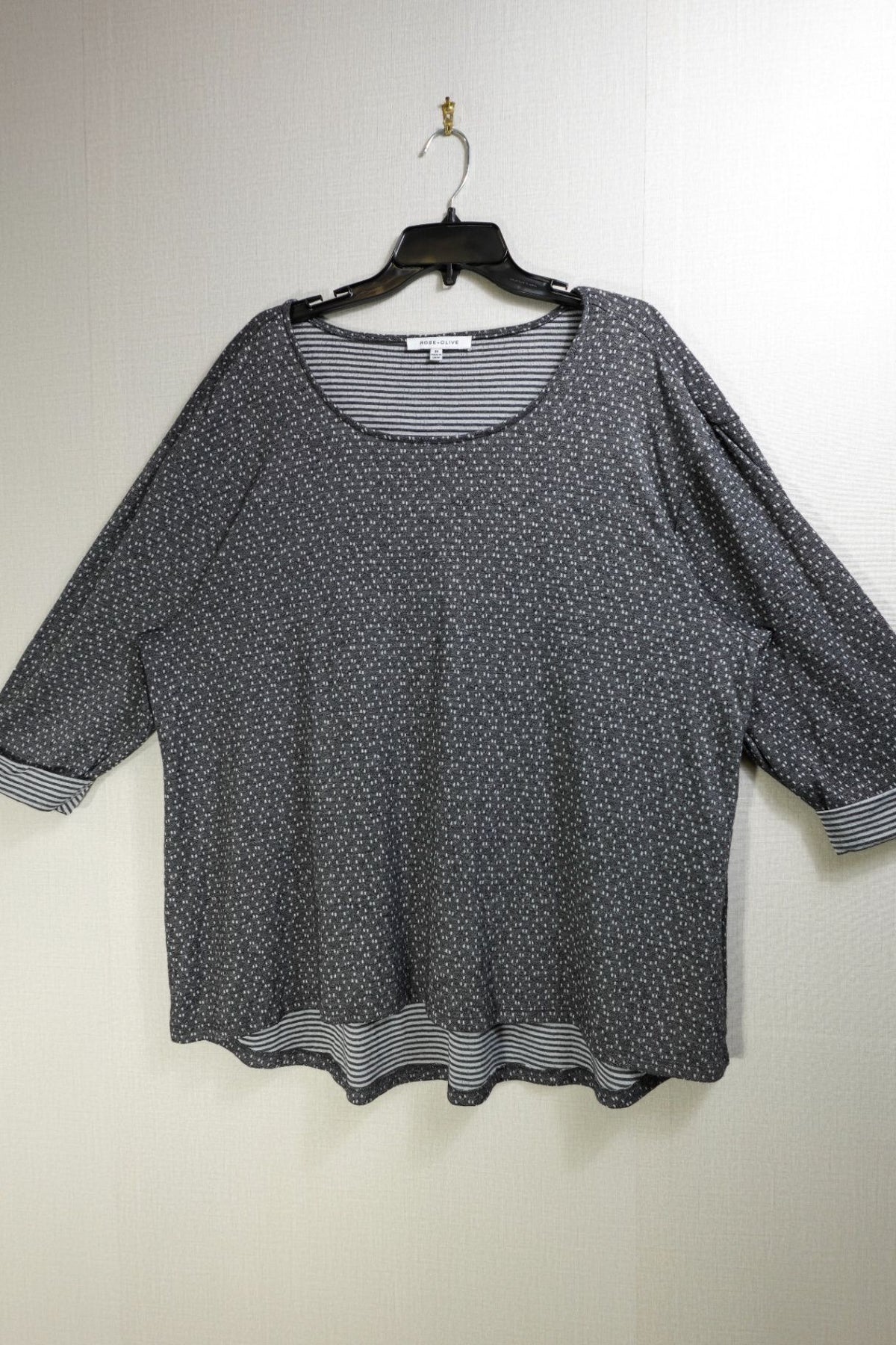 Rose + Olive, 3/4 Sleeve Top, 3X, Polyester blend