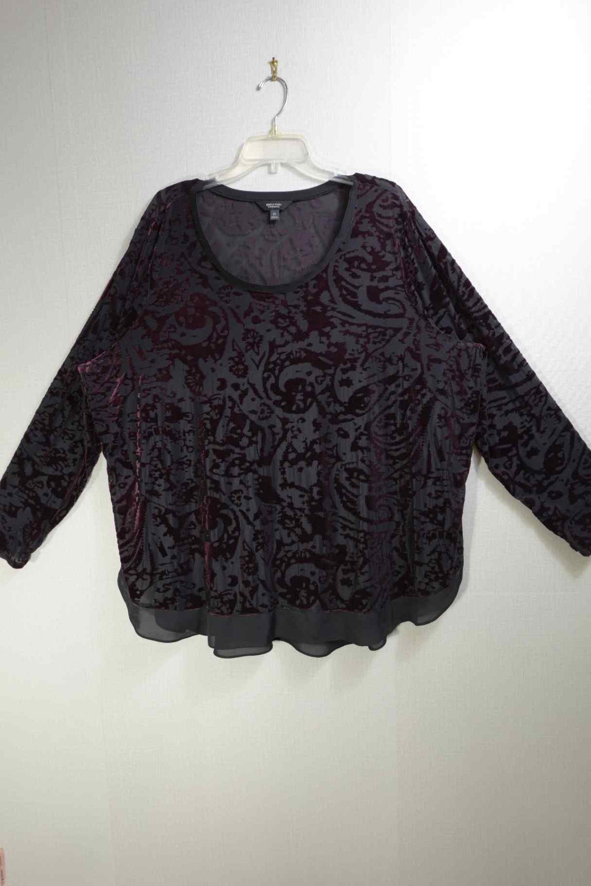 Simply Vera Vera Wang, Long Sleeves Top, 3X, Polyester Blend