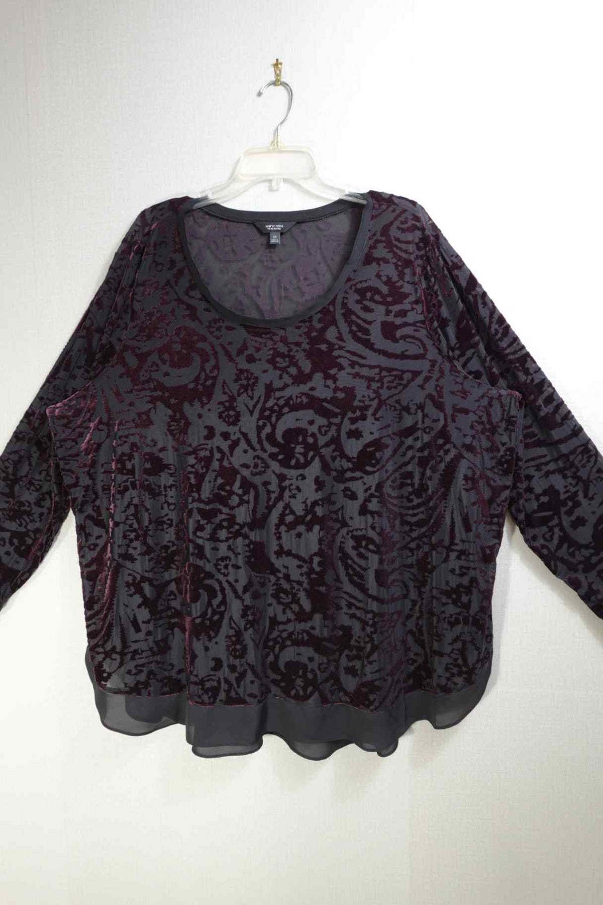 Simply Vera Vera Wang, Long Sleeves Top, 3X, Polyester Blend