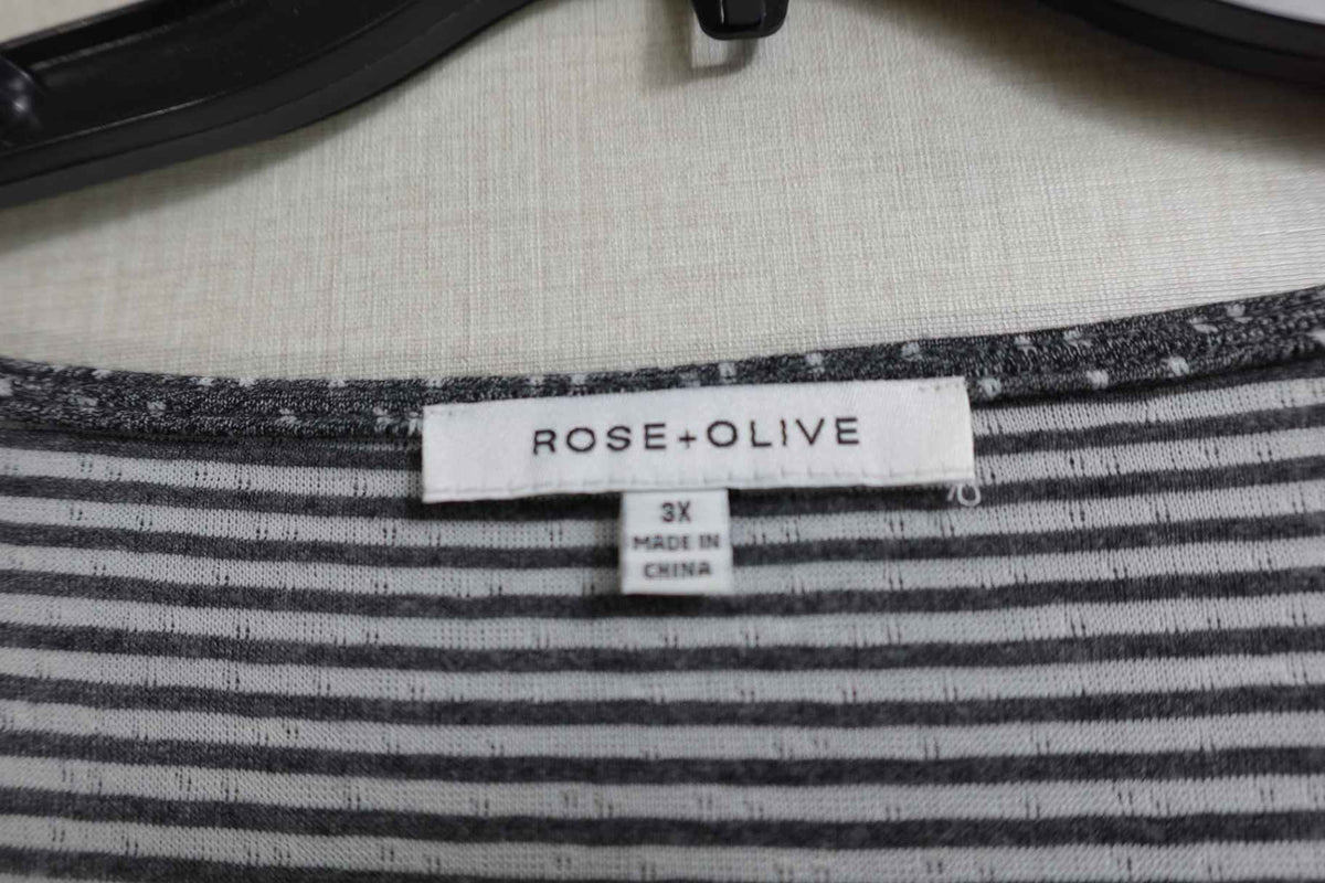 Rose + Olive, 3/4 Sleeve Top, 3X, Polyester blend