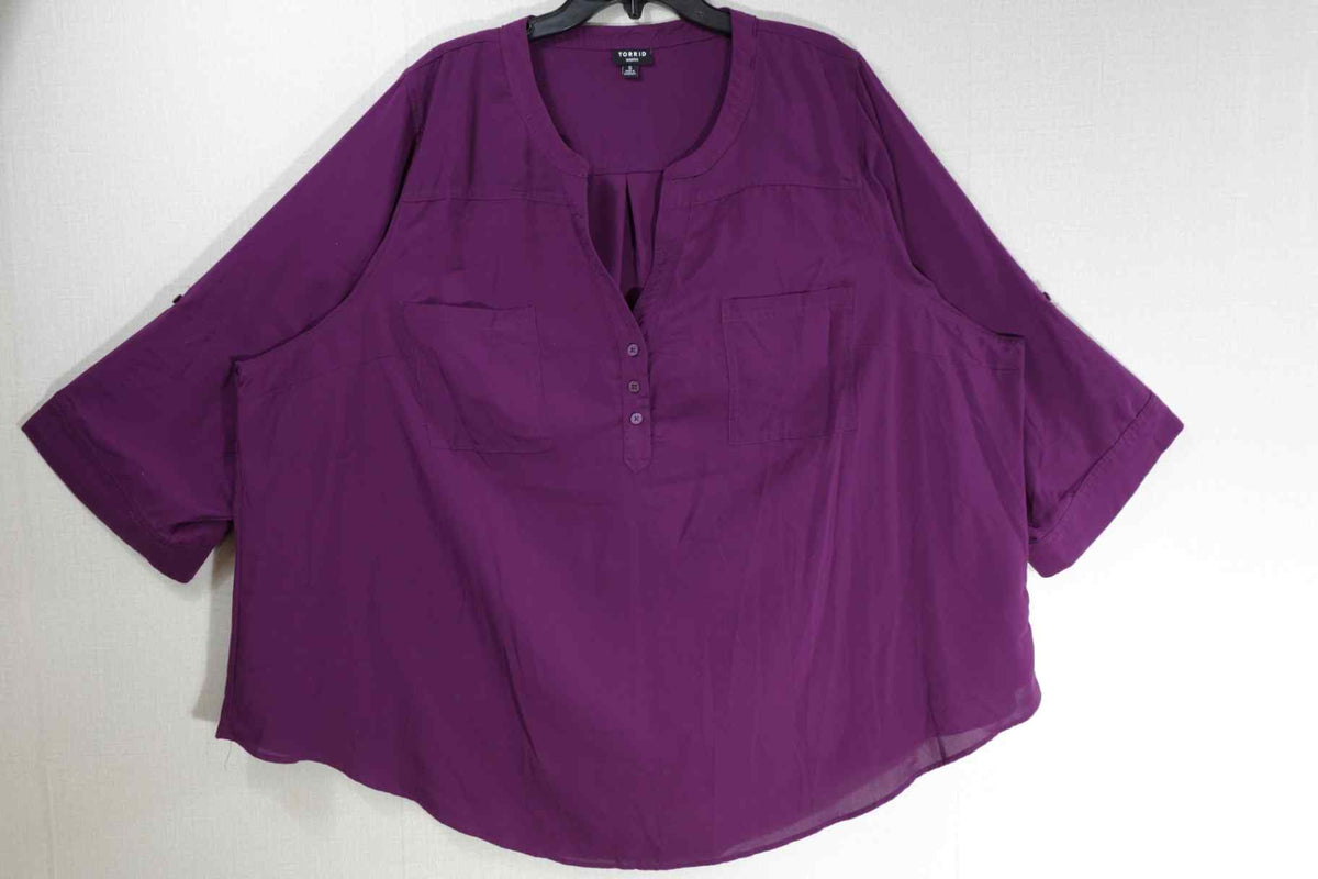 Torrid, 3/4 SLEEVE TOP, 5X, rayon/polyester