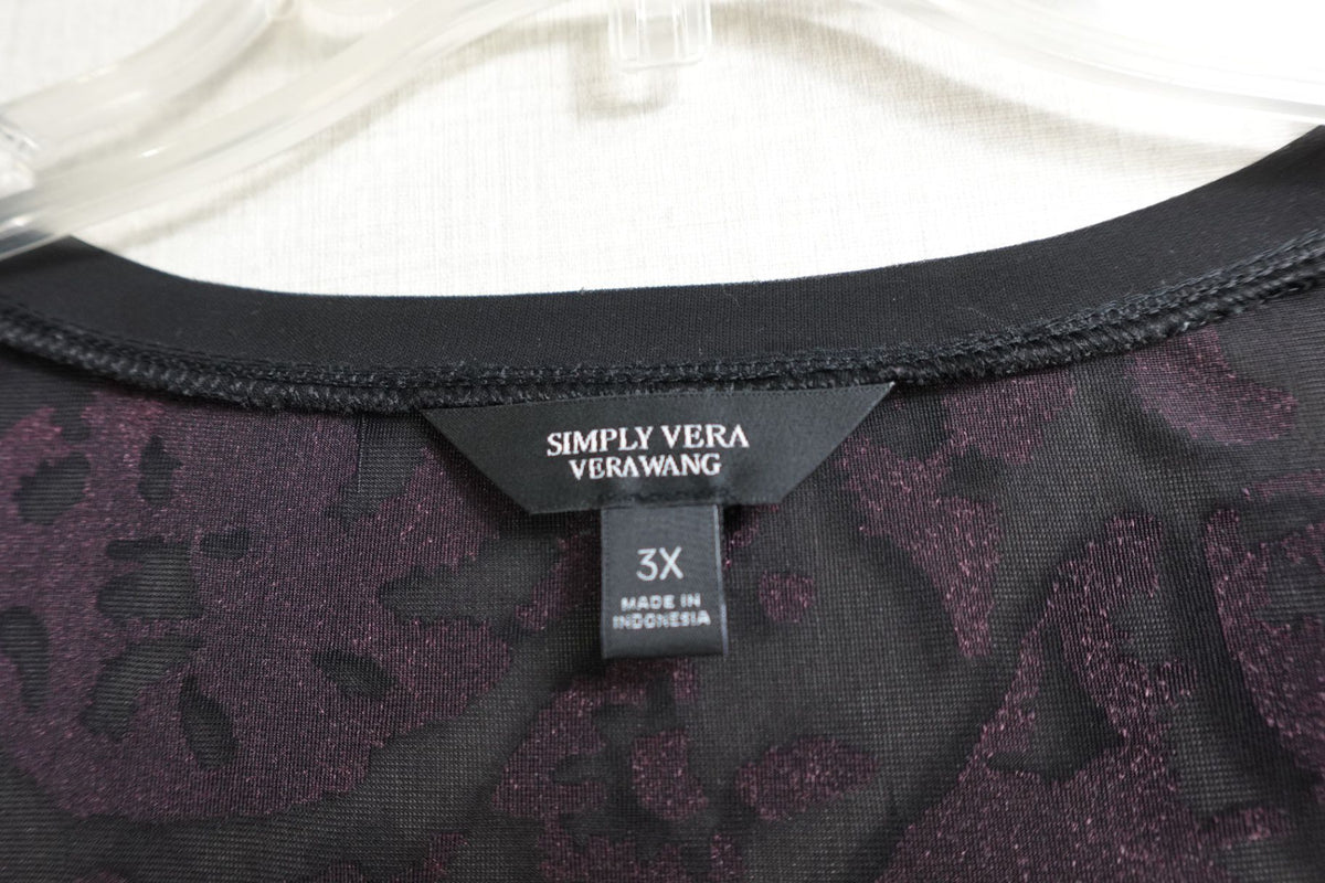 Simply Vera Vera Wang, Long Sleeves Top, 3X, Polyester Blend