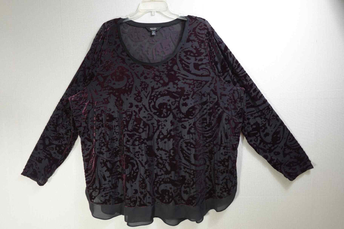 Simply Vera Vera Wang, Long Sleeves Top, 3X, Polyester Blend