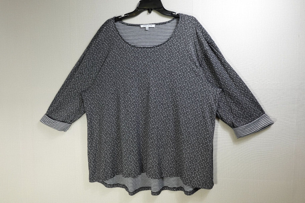 Rose + Olive, 3/4 Sleeve Top, 3X, Polyester blend