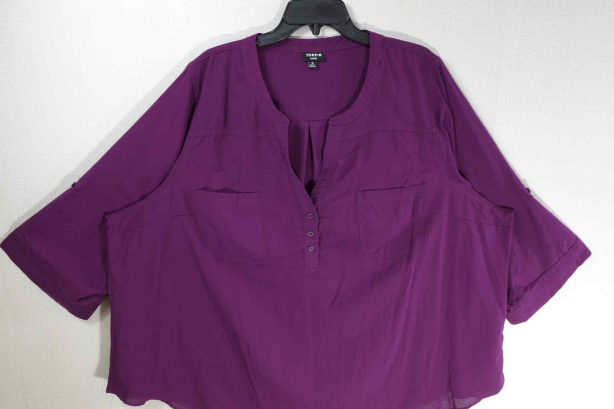 Torrid, 3/4 SLEEVE TOP, 5X, rayon/polyester