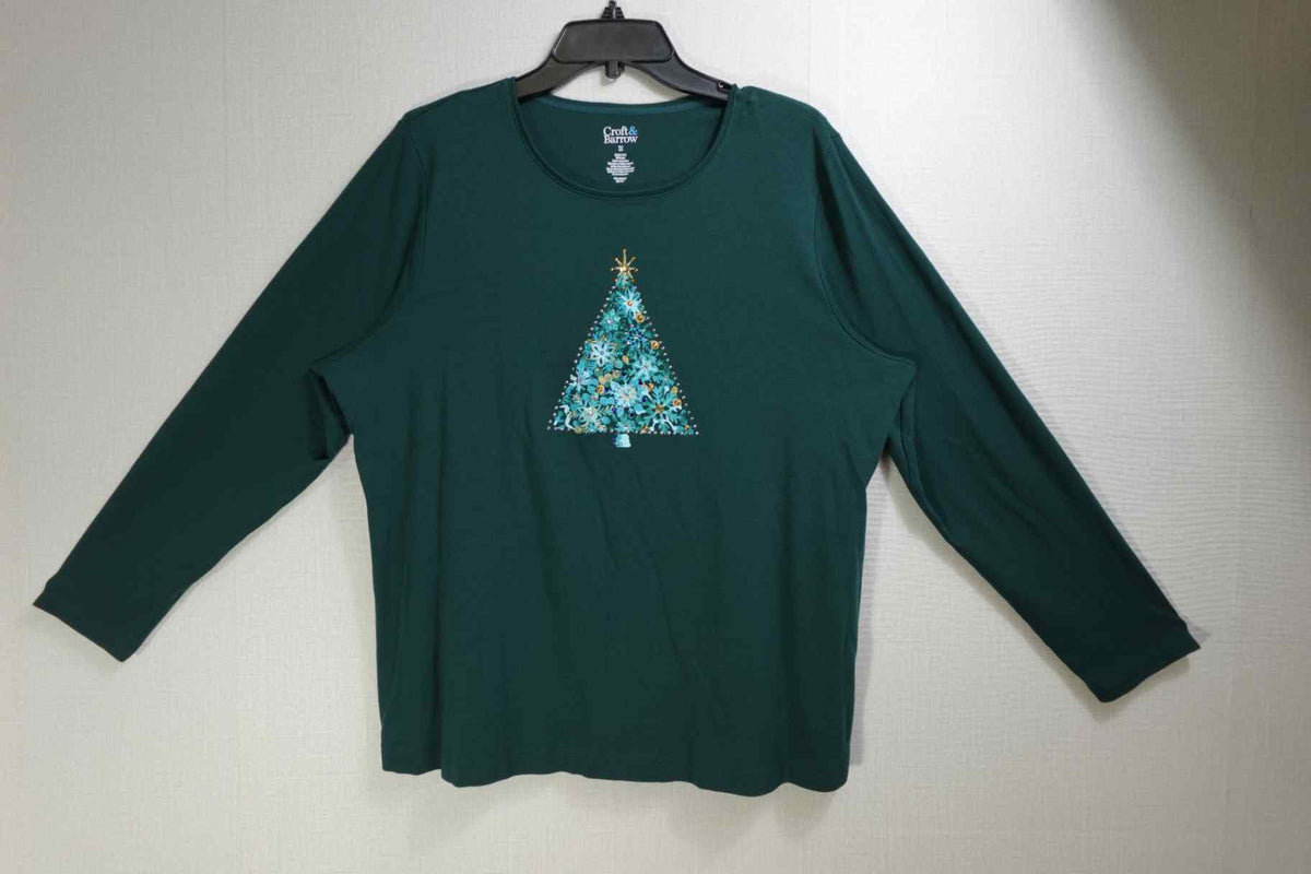 Croft & Barrow, Long Sleeves Top, 1X, cotton