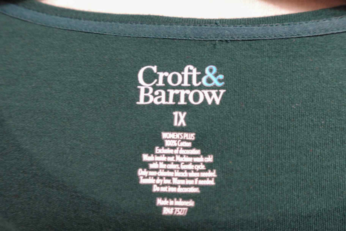 Croft & Barrow, Long Sleeves Top, 1X, cotton