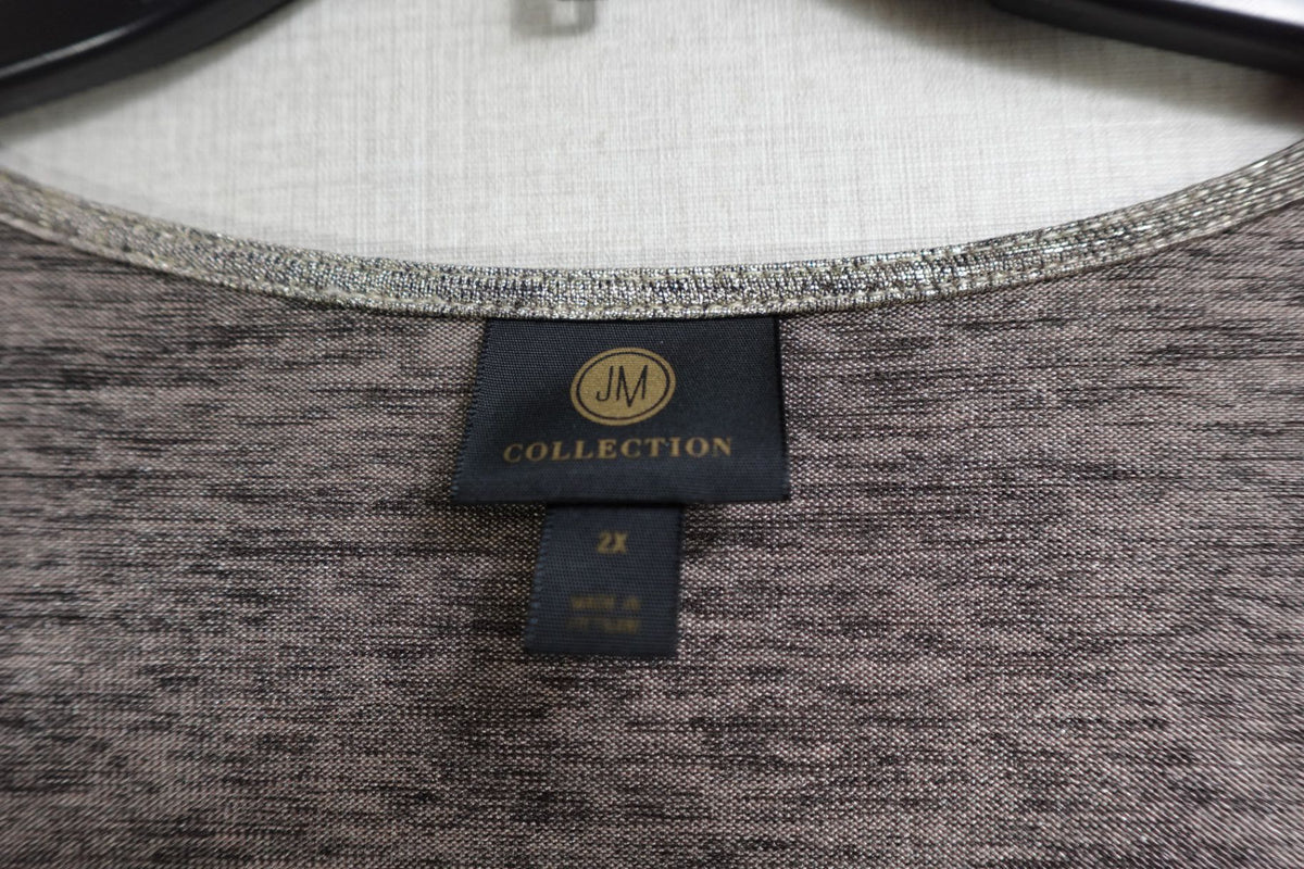 JM Collection, 3/4 Sleeve Top, 2X, polyester blend