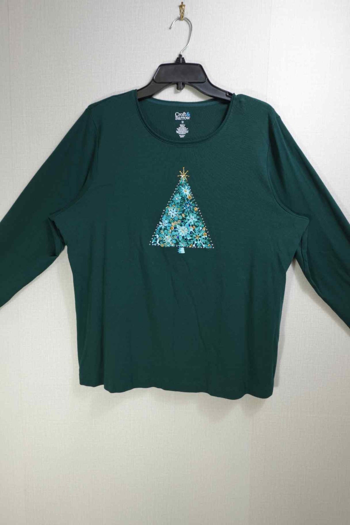 Croft & Barrow, Long Sleeves Top, 1X, cotton