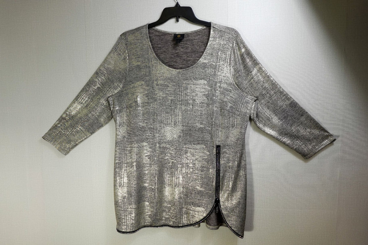 JM Collection, 3/4 Sleeve Top, 2X, polyester blend