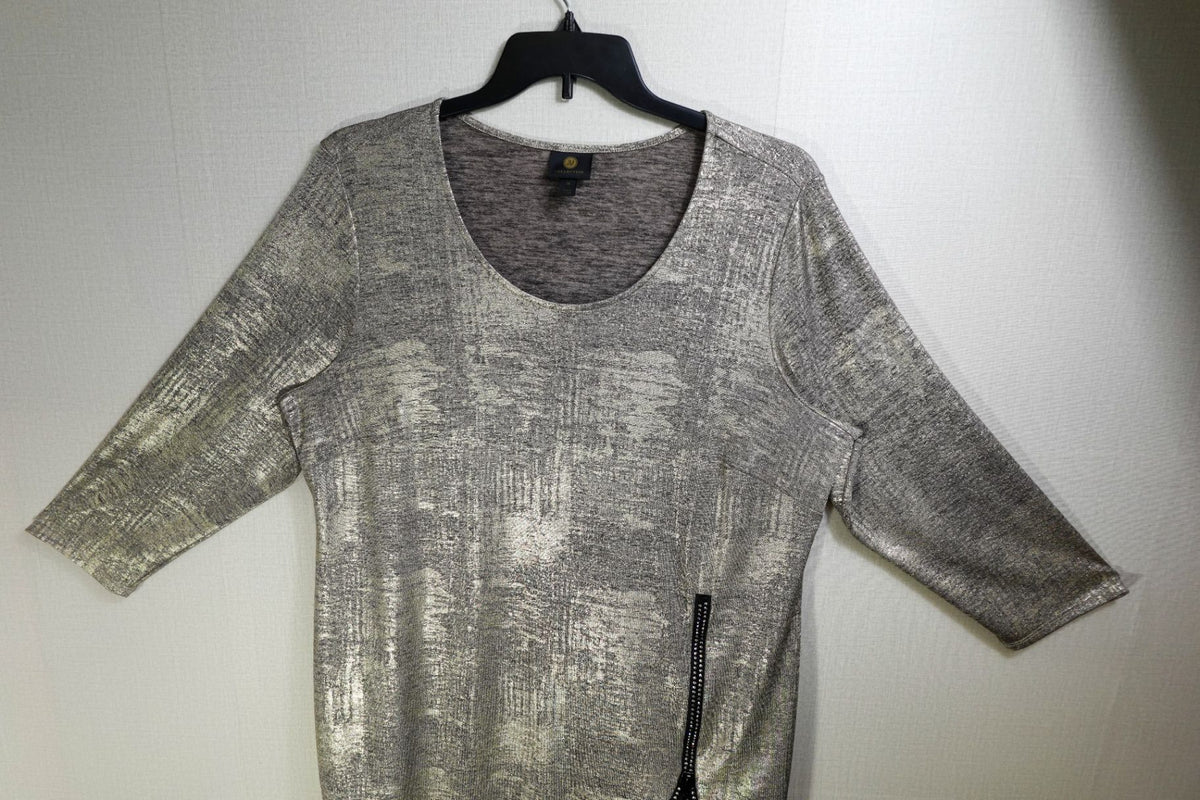 JM Collection, 3/4 Sleeve Top, 2X, polyester blend