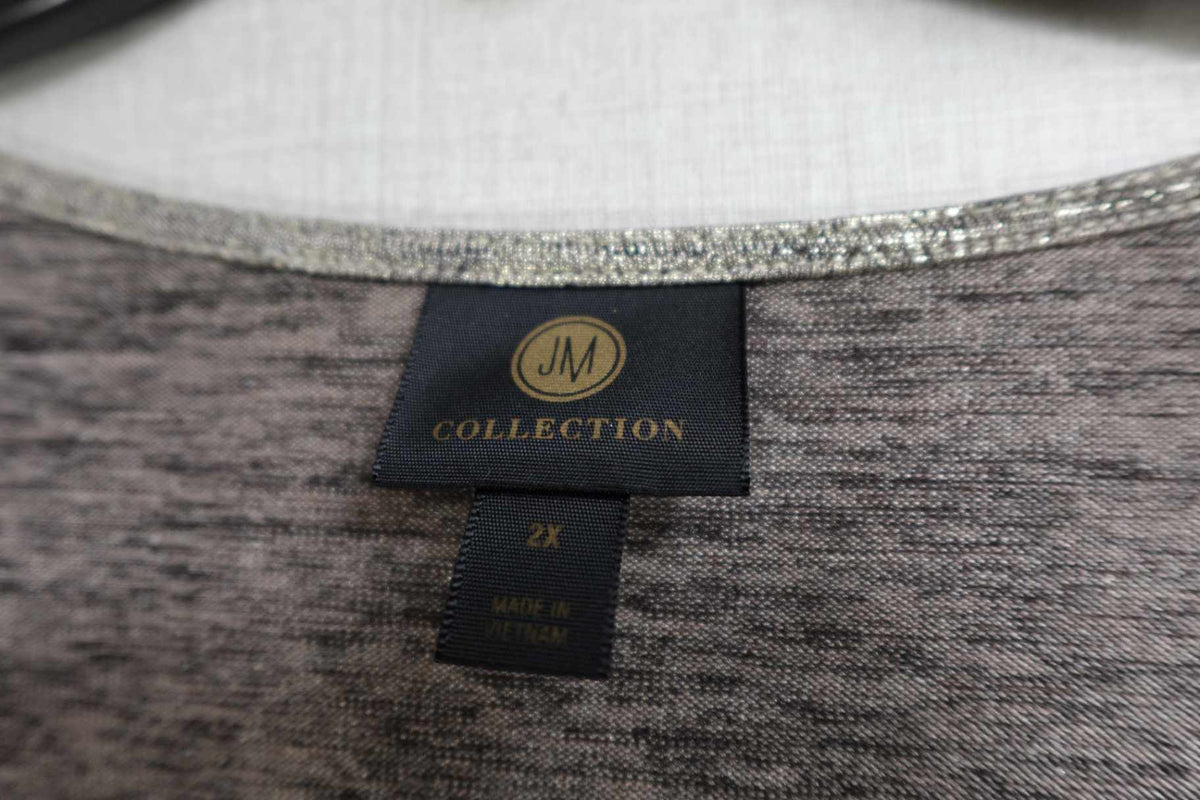 JM Collection, 3/4 Sleeve Top, 2X, polyester blend