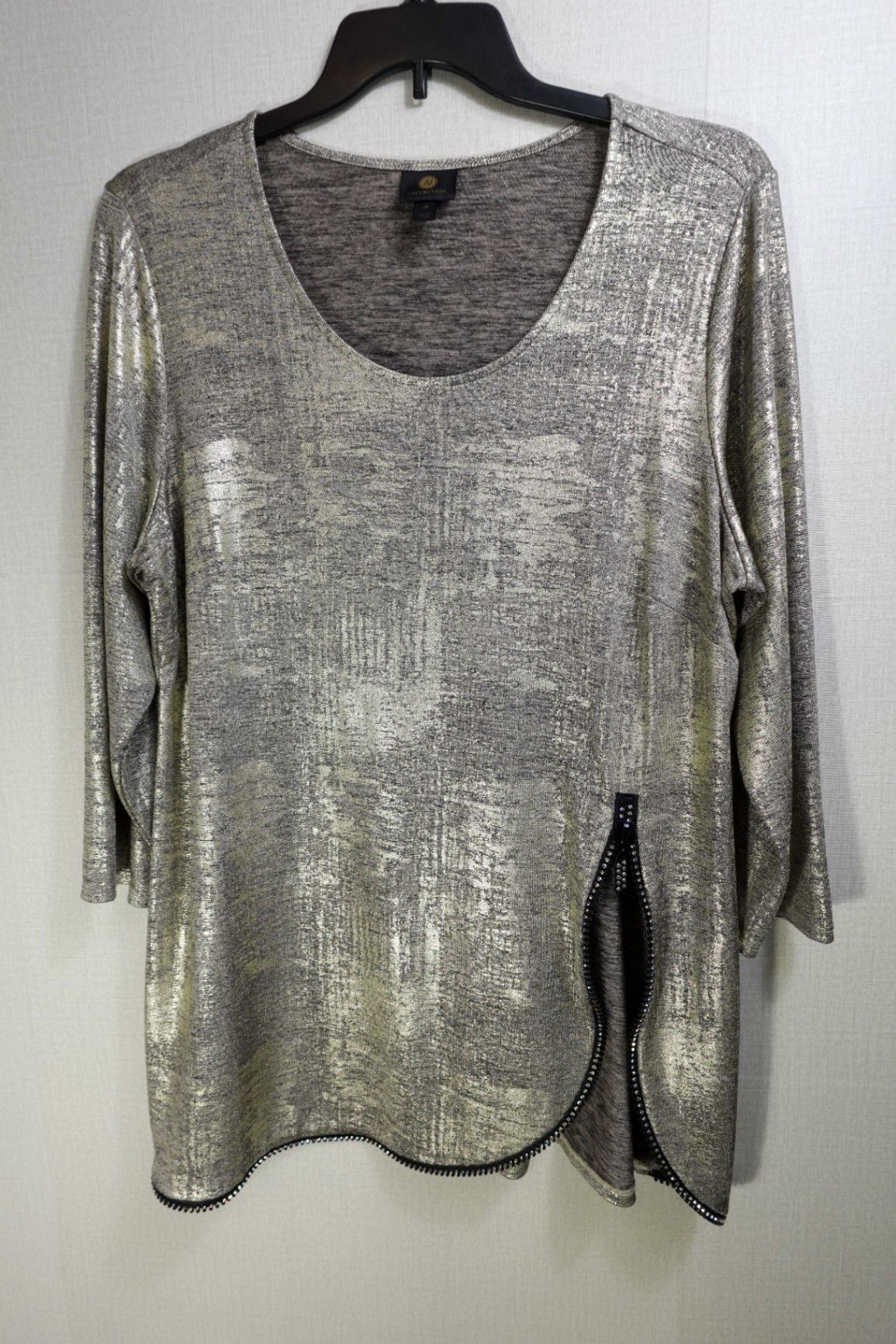 JM Collection, 3/4 Sleeve Top, 2X, polyester blend