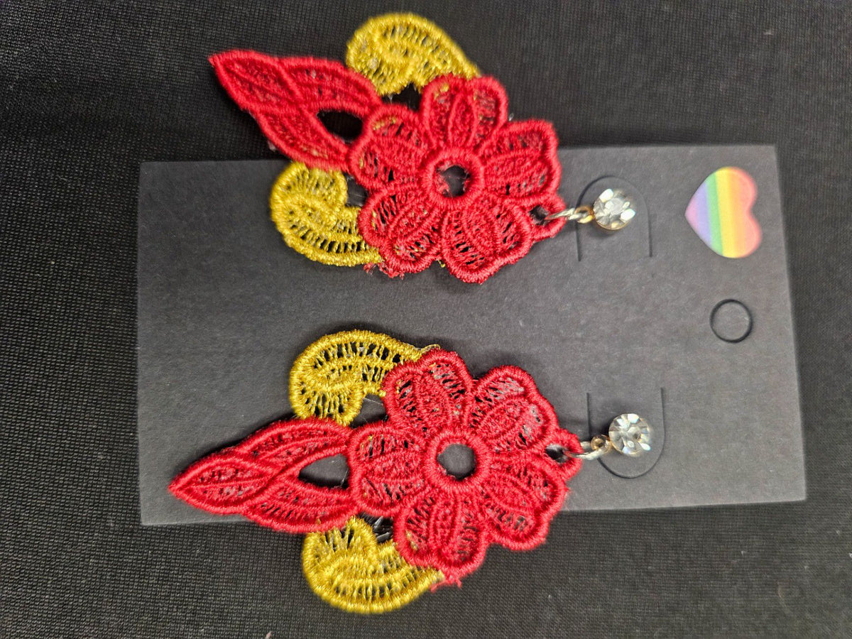 Lil Teapots By Chani, Embordered Lightweight Earrings, One Size, Fabric, Metal