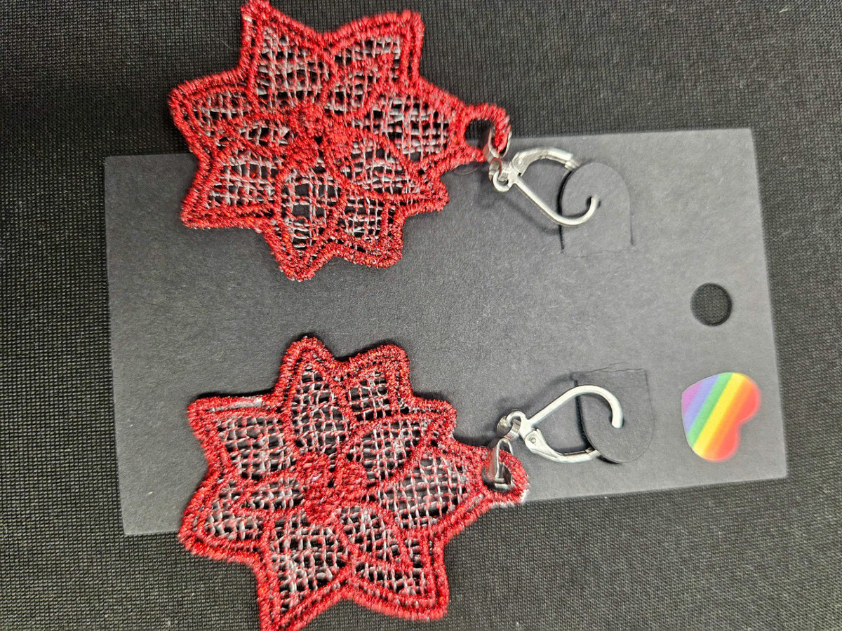 Lil Teapots By Chani, Embordered Lightweight Earrings, One Size, Fabric, Metal