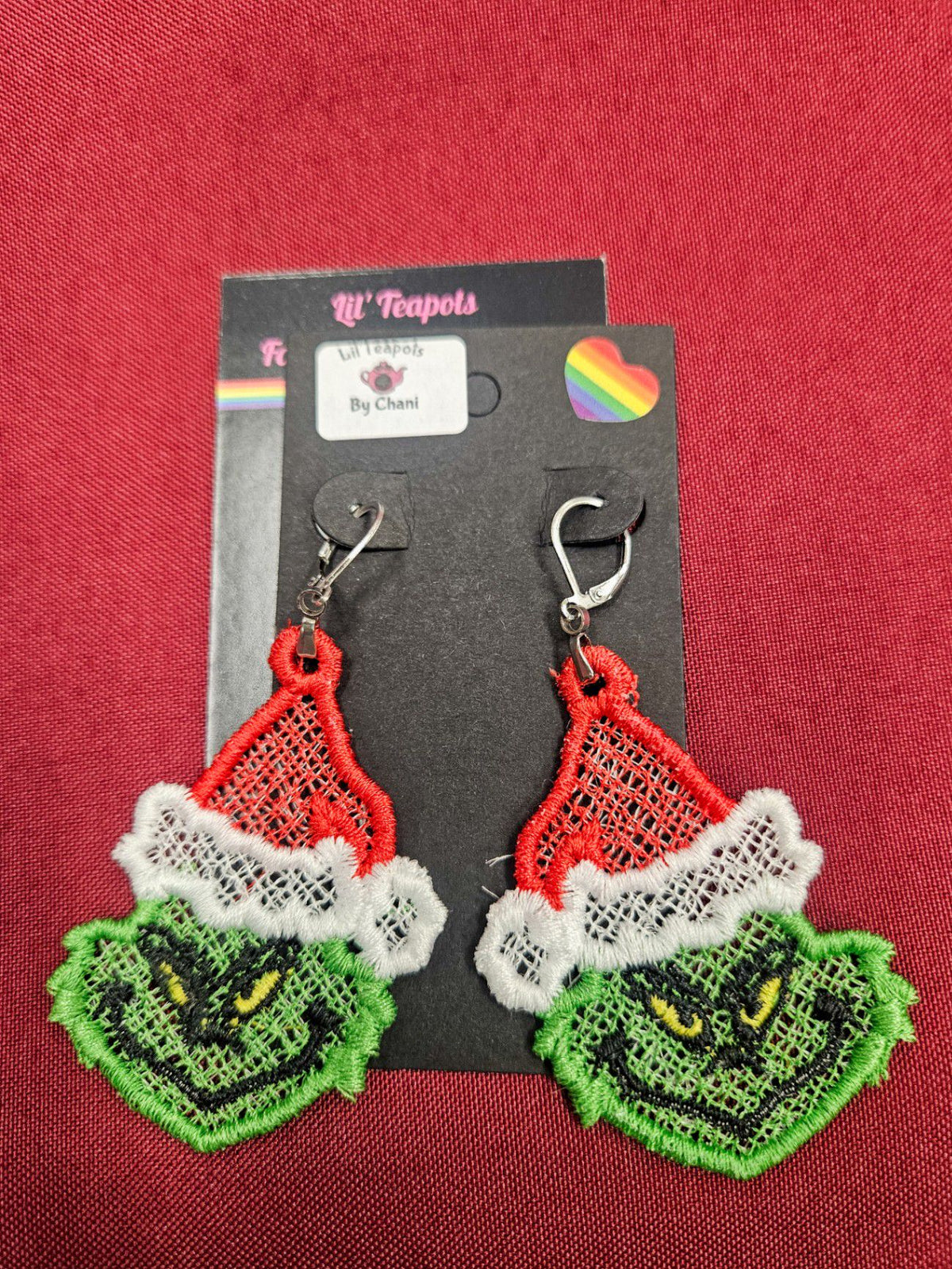 Lil Teapots By Chani, Embordered Lightweight Earrings, One Size, Fabric, Metal