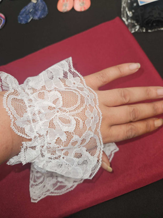 The Custom Cuffs, Lacy Wrist Cuffs, XL / 8", Polyester Lace