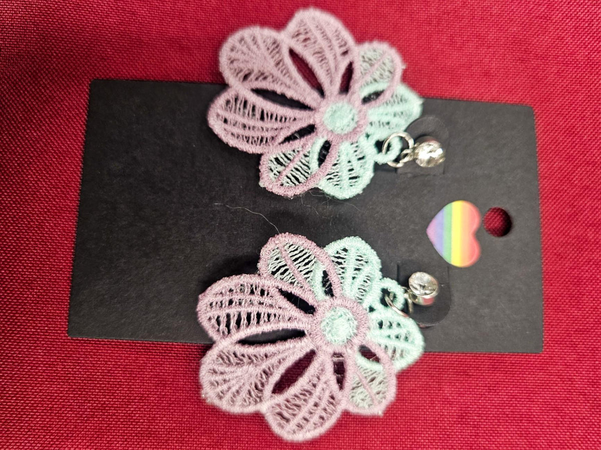 Lil Teapots By Chani, Embordered Lightweight Earrings, One Size, Fabric, Metal