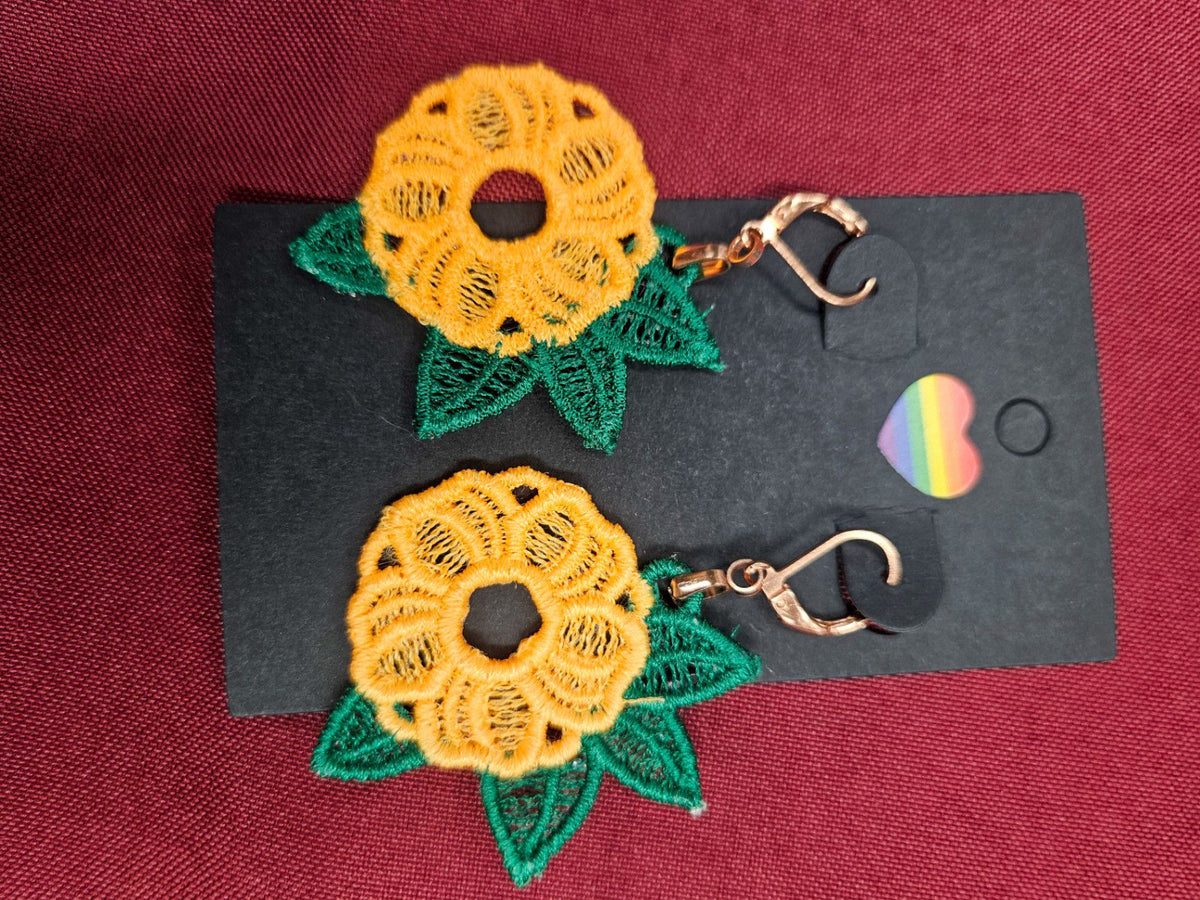 Lil Teapots By Chani, Embordered Lightweight Earrings, One Size, Fabric, Metal