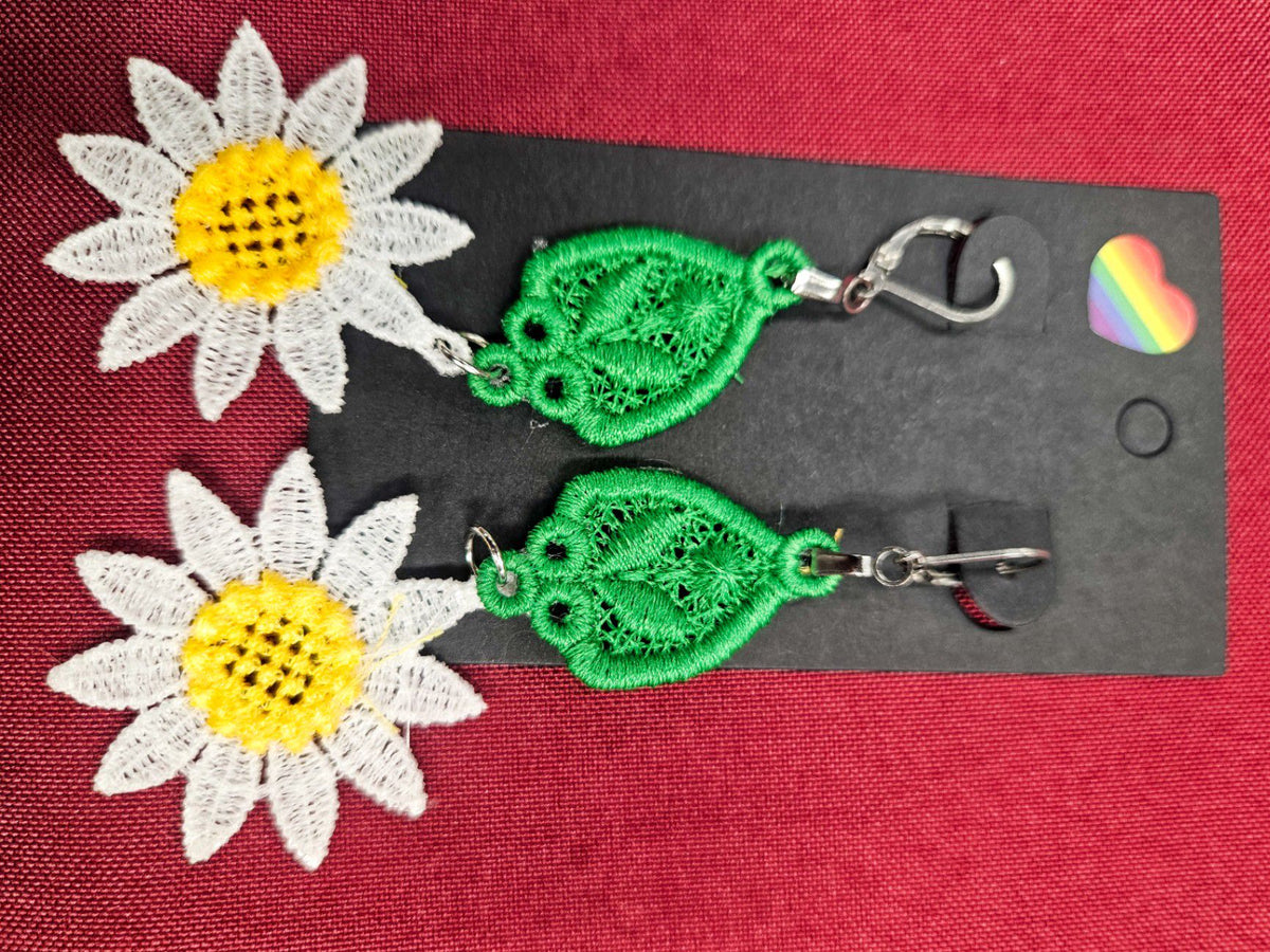 Lil Teapots By Chani, Embordered Lightweight Earrings, One Size, Fabric, Metal