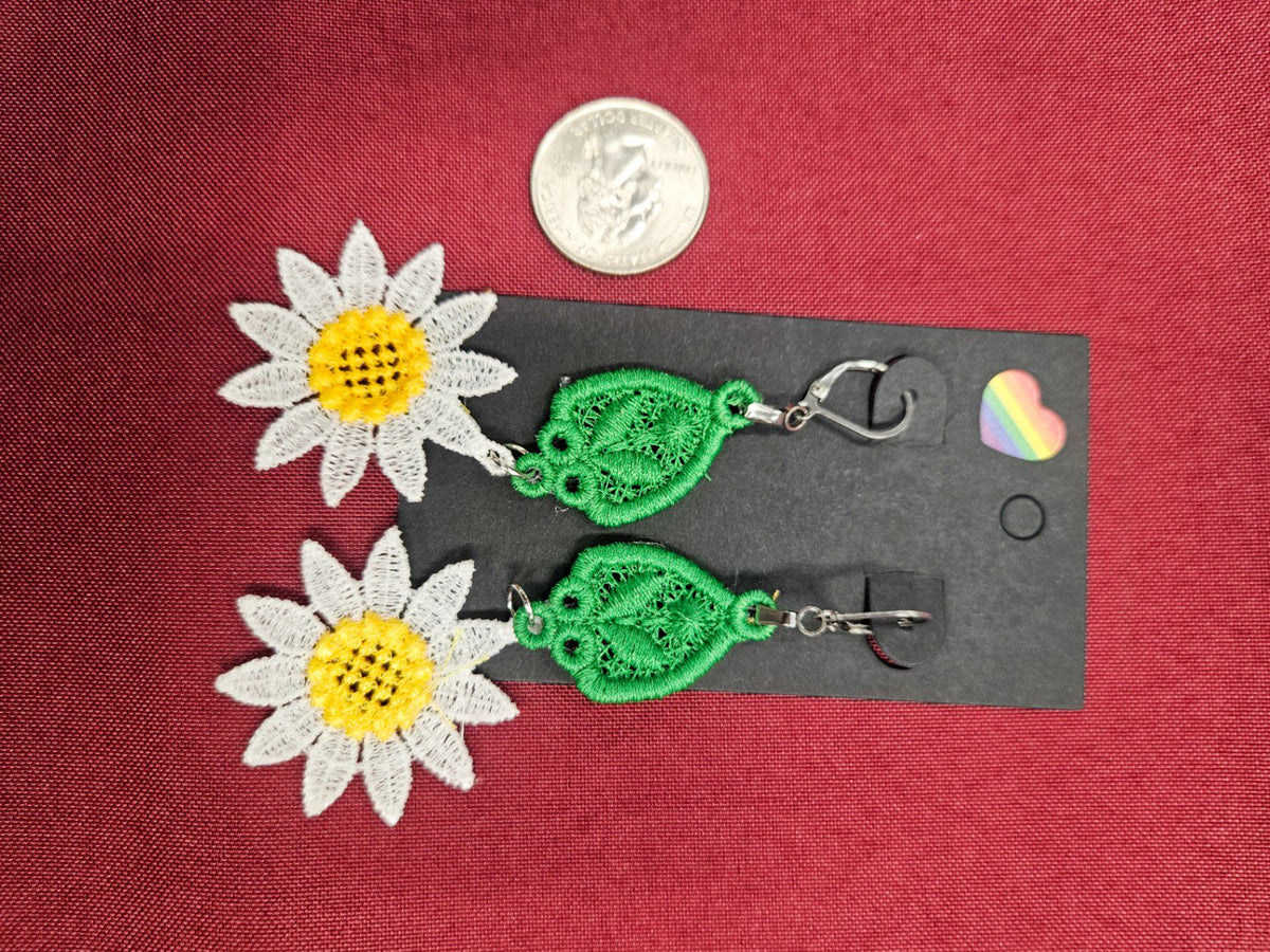 Lil Teapots By Chani, Embordered Lightweight Earrings, One Size, Fabric, Metal
