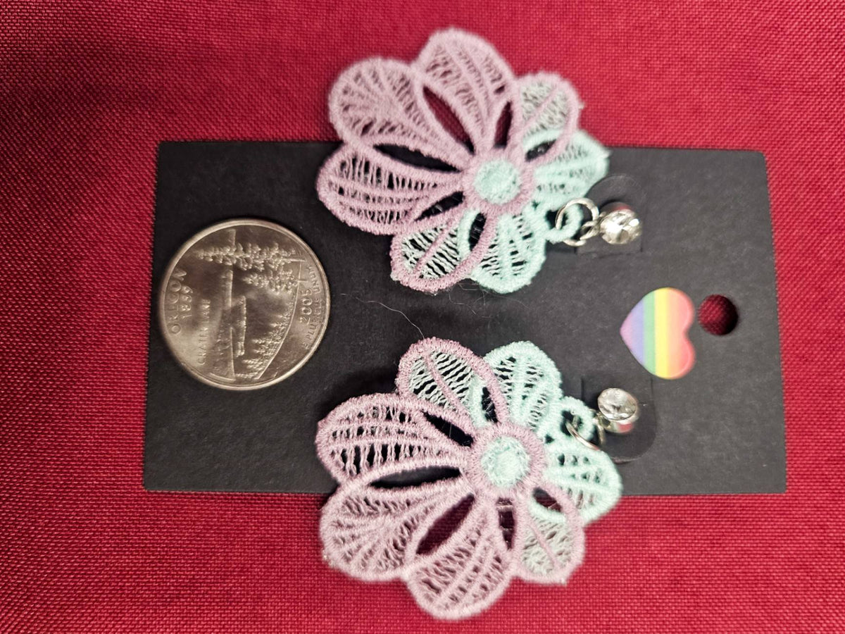 Lil Teapots By Chani, Embordered Lightweight Earrings, One Size, Fabric, Metal