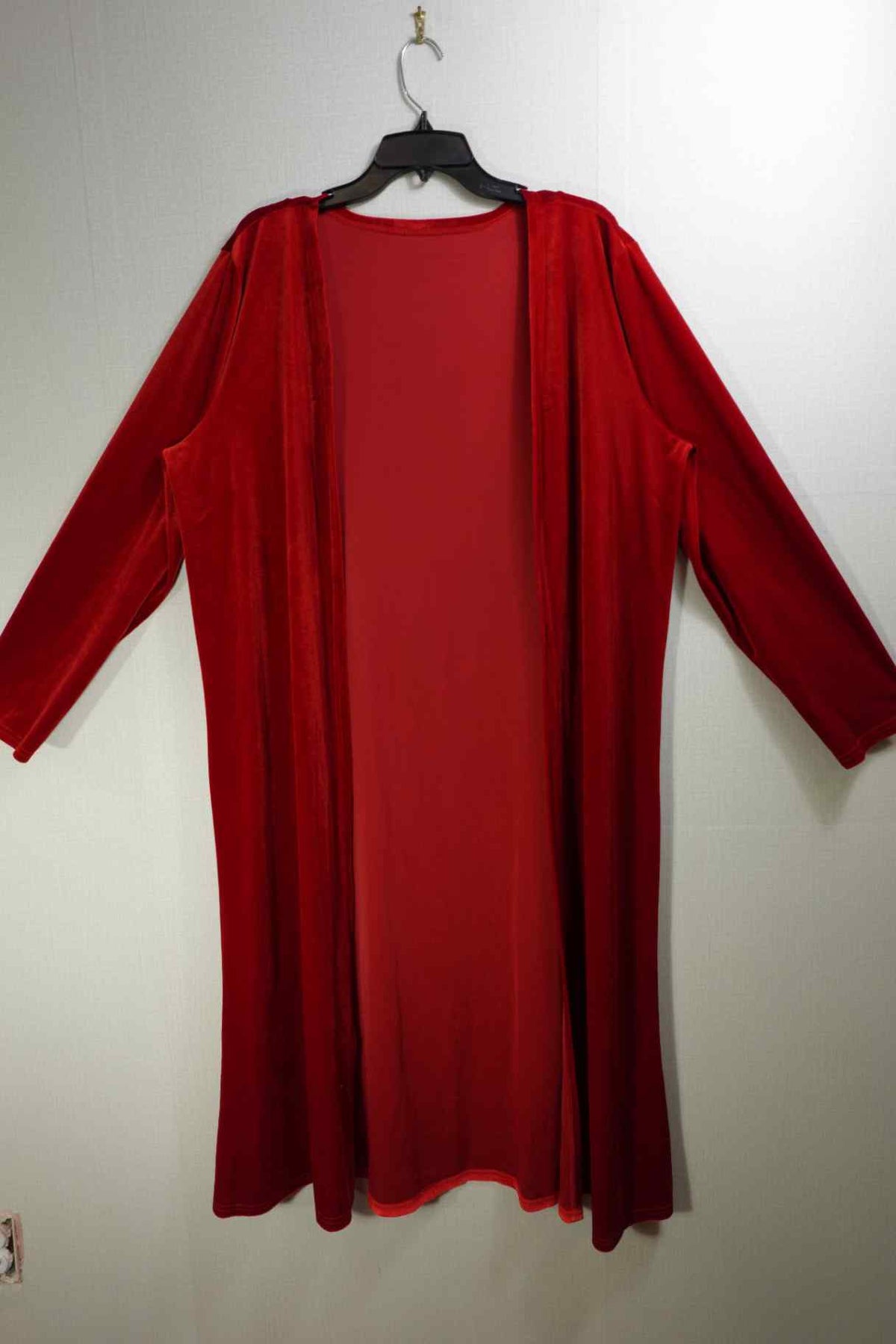 (No Label), Long line cardigan, 2x/3x, Velvet (polyester)