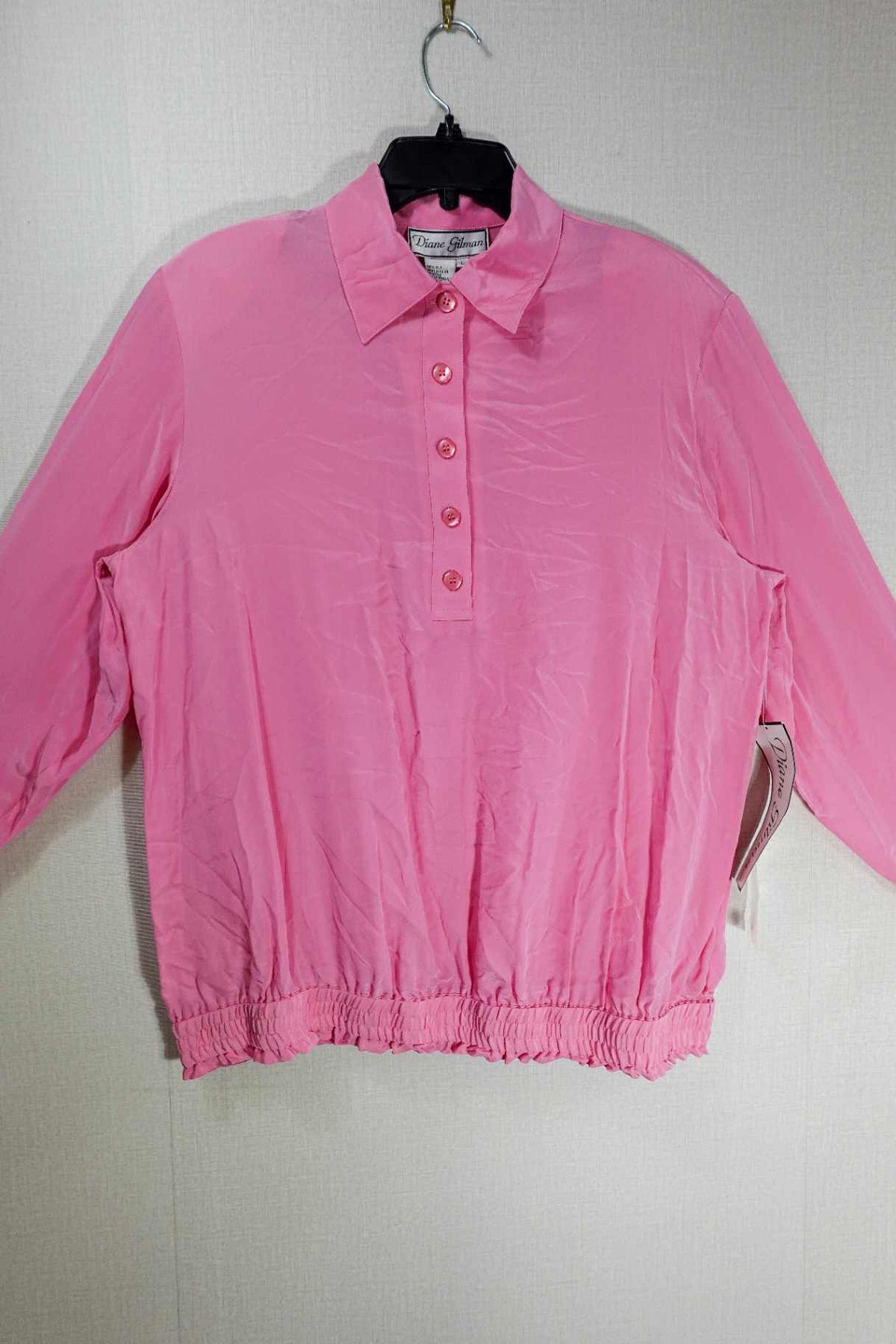 Diane Gilman, New Vintage Long Sleeve Top, L, Silk