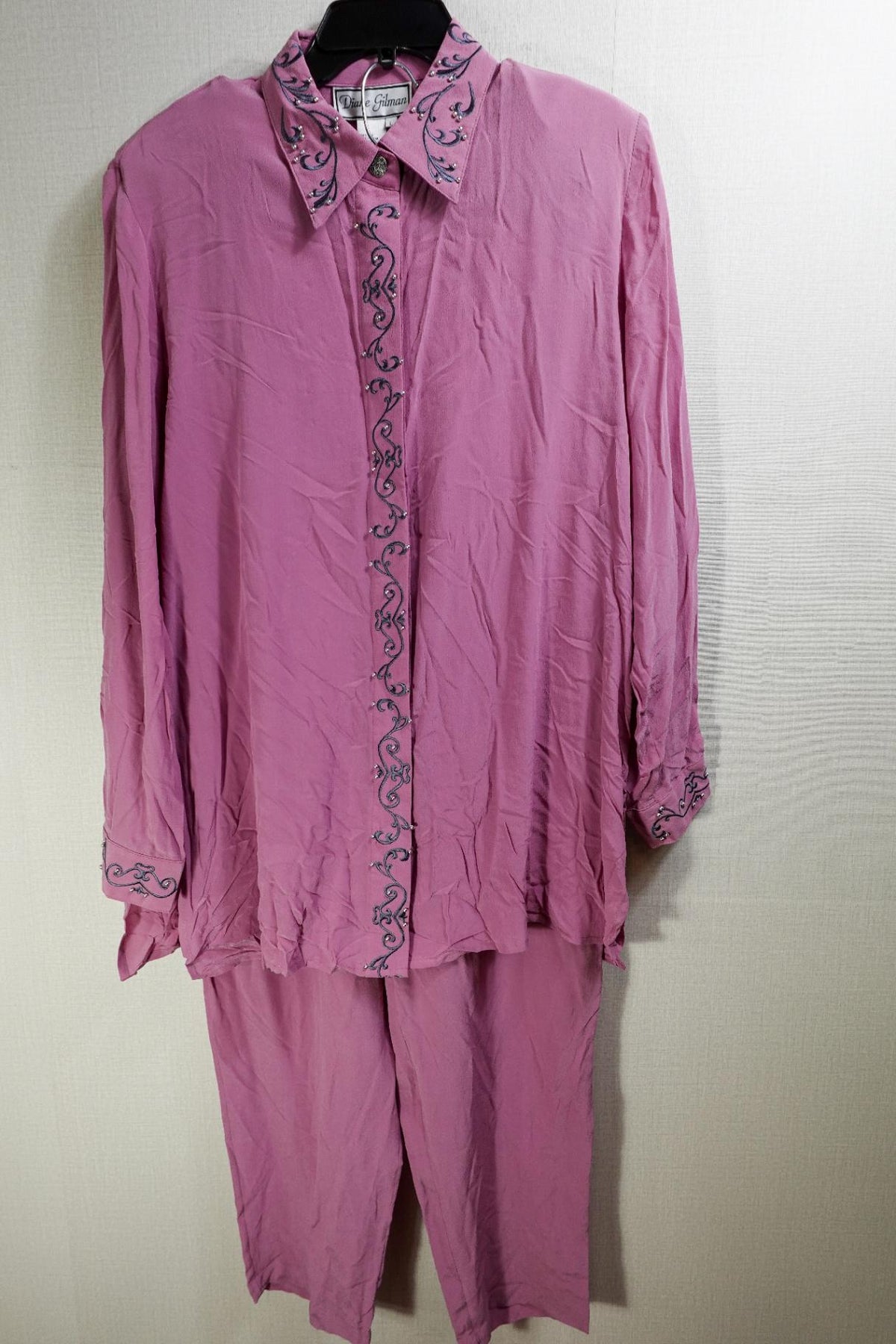 Diane Gilman, New Vintage Pants Set, L, Silk