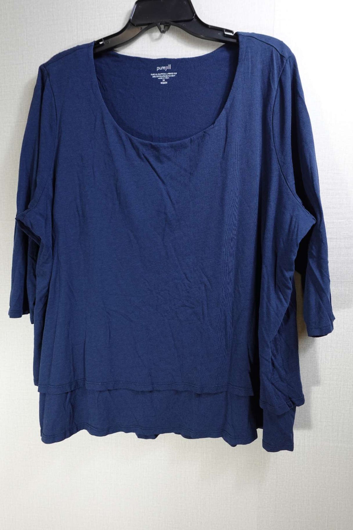 Pure Jill, 3/4 Sleeve Top, 3X, Cotton, Rayon