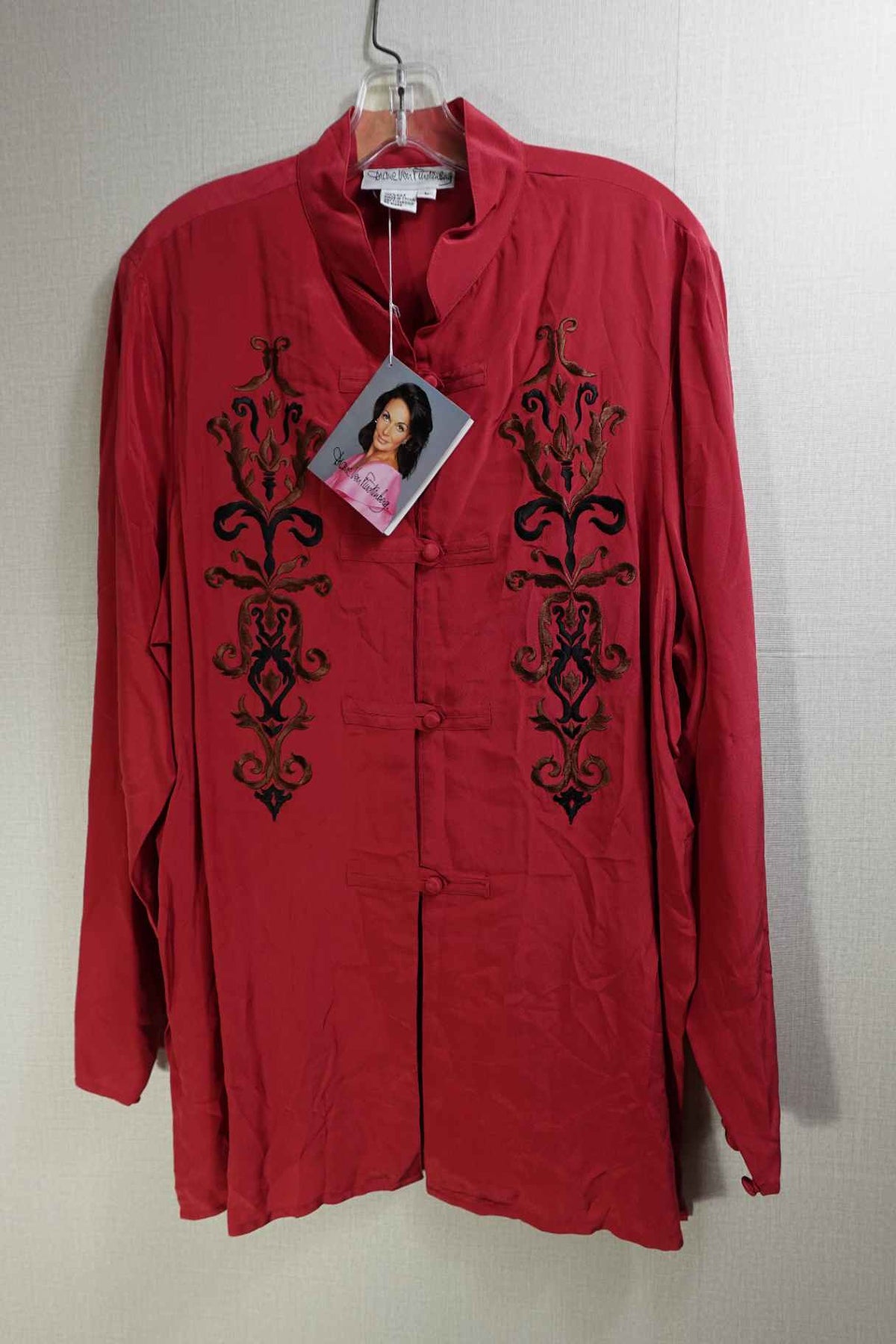 Diane Von Furstenberg, New Long Sleeve Top, L, Silk