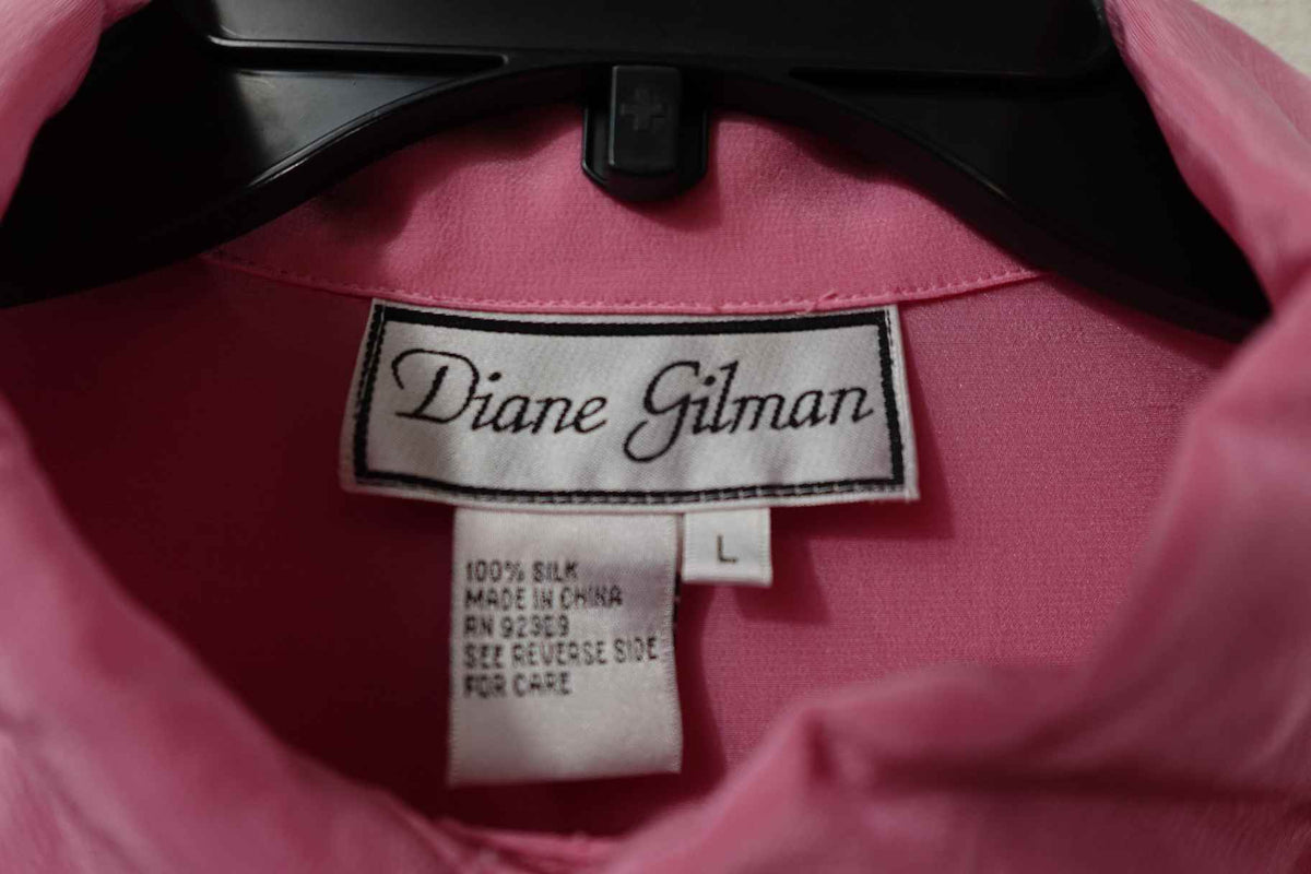 Diane Gilman, New Vintage Long Sleeve Top, L, Silk