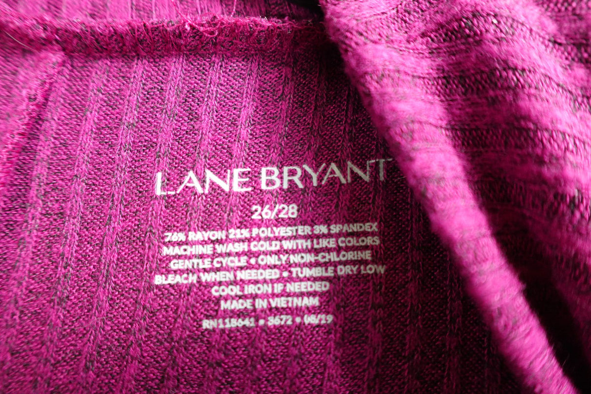 Lane Bryant, Long Sleeve Knit Top, 26/28, Rayon, polyester, spandex