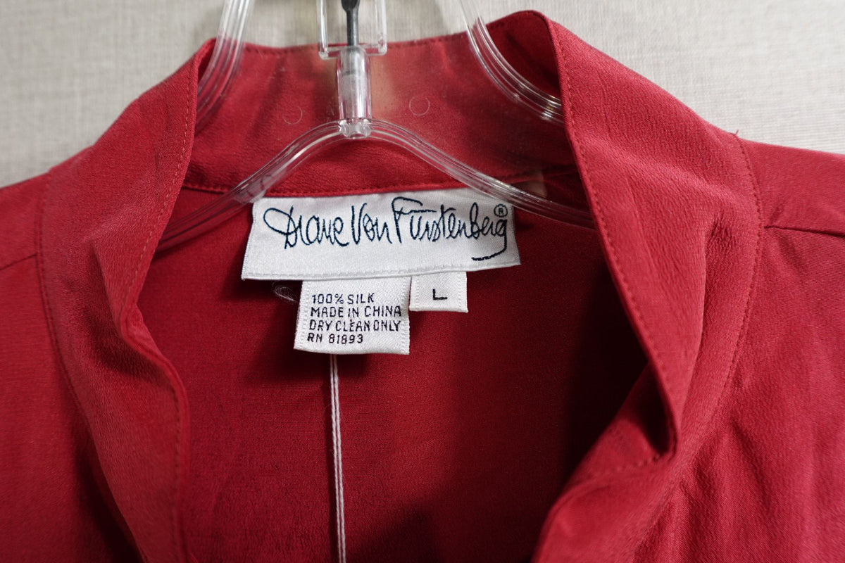 Diane Von Furstenberg, New Long Sleeve Top, L, Silk