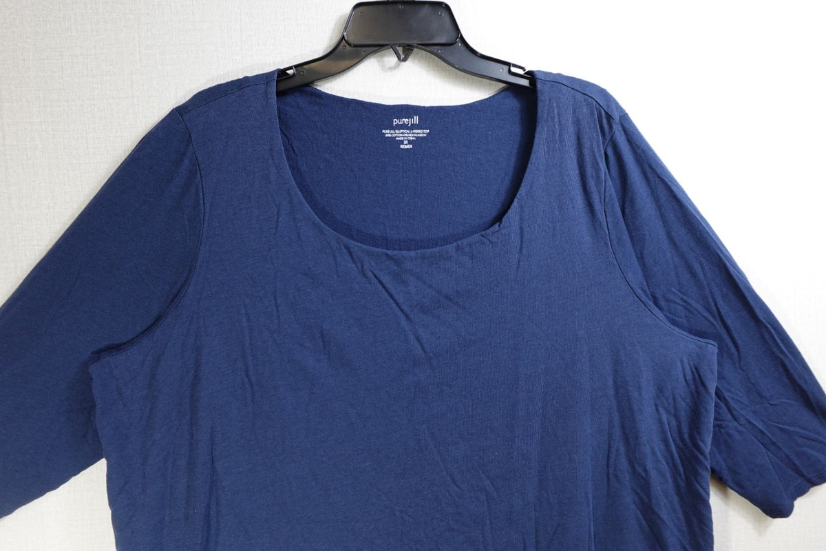 Pure Jill, 3/4 Sleeve Top, 3X, Cotton, Rayon
