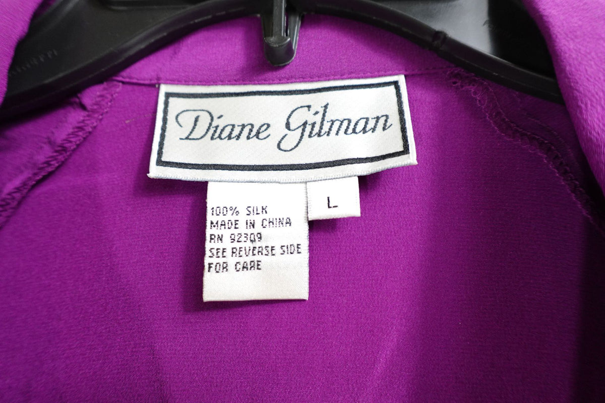 Diane Gilman, New Vintage Long Sleeves Top Set, L, Silk