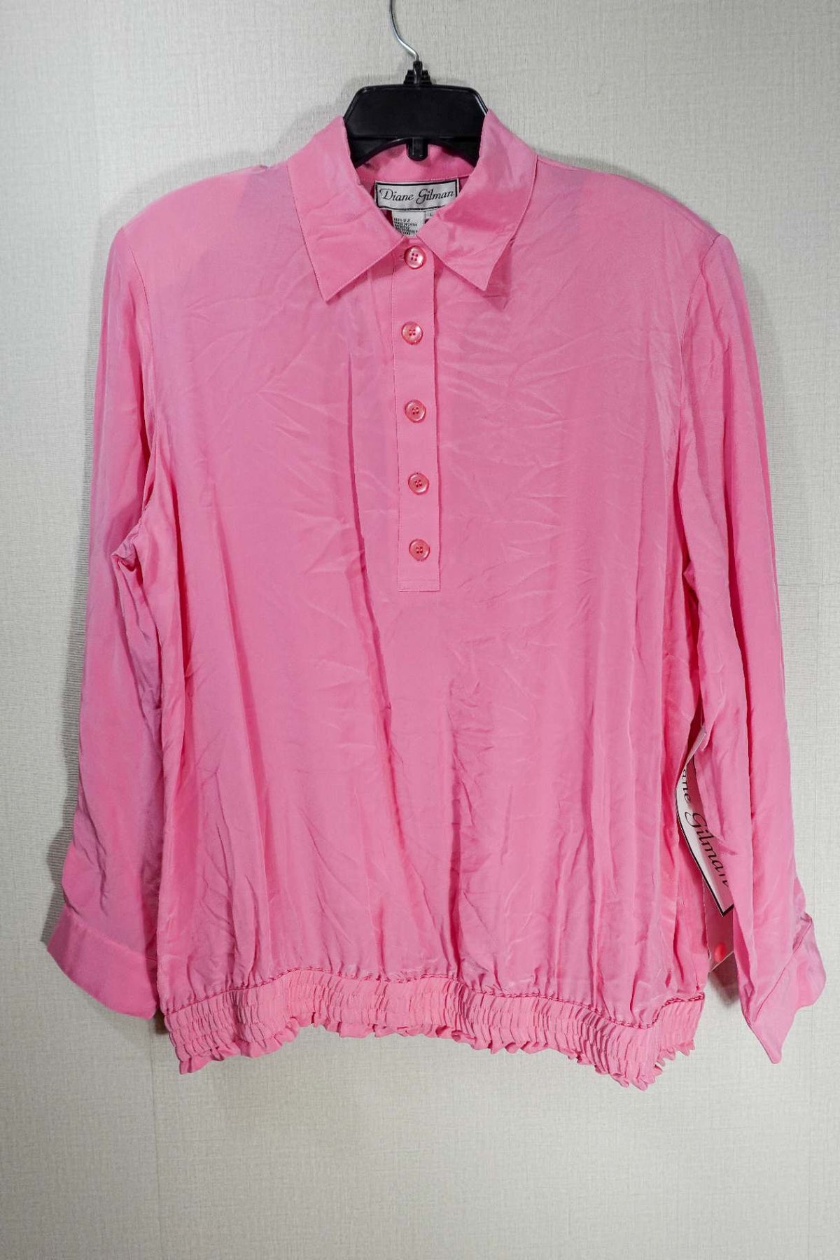 Diane Gilman, New Vintage Long Sleeve Top, L, Silk