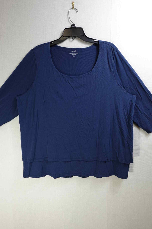 Pure Jill, 3/4 Sleeve Top, 3X, Cotton, Rayon