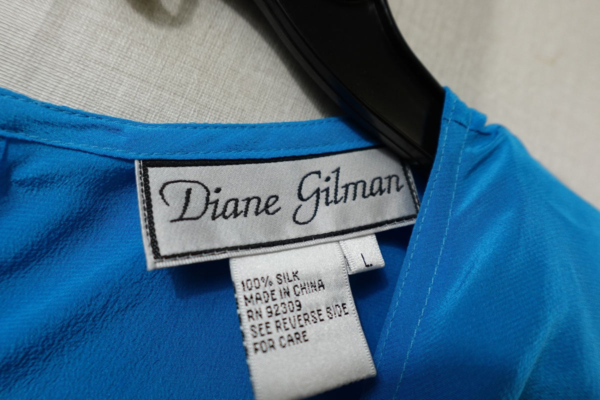 Diane Gilman, New Vintage short sleeve top, L, Silk
